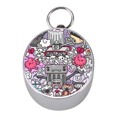 0 Sad War Kawaii Doodle Mini Silver Compasses