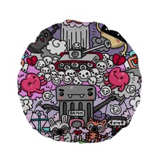 0 Sad War Kawaii Doodle Standard 15  Premium Flano Round Cushions by Nexatart