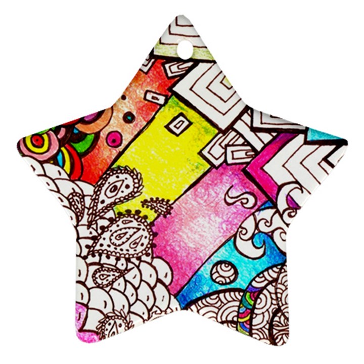 Beautiful Colorful Doodle Star Ornament (Two Sides)