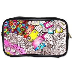 Beautiful Colorful Doodle Toiletries Bags 2-side by Nexatart