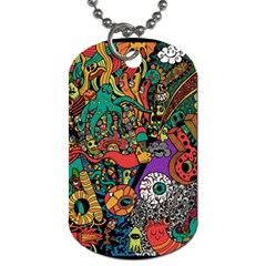 Monsters Colorful Doodle Dog Tag (one Side) by Nexatart