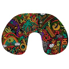 Monsters Colorful Doodle Travel Neck Pillows