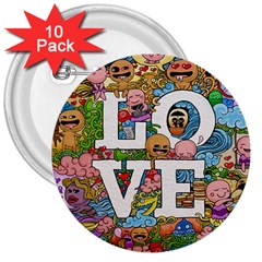 Doodle Art Love Doodles 3  Buttons (10 Pack)  by Nexatart