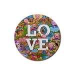 Doodle Art Love Doodles Rubber Round Coaster (4 pack)  Front