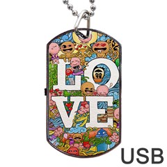 Doodle Art Love Doodles Dog Tag Usb Flash (two Sides) by Nexatart