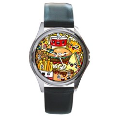 Cute Food Wallpaper Picture Round Metal Watch by Nexatart