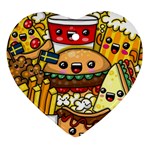 Cute Food Wallpaper Picture Heart Ornament (Two Sides) Back