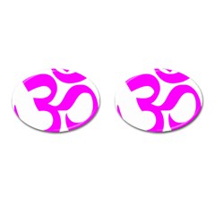 Hindu Om Symbol (magenta) Cufflinks (oval) by abbeyz71