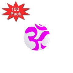 Hindu Om Symbol (magenta) 1  Mini Magnets (100 Pack) 