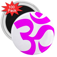 Hindu Om Symbol (magenta) 3  Magnets (100 Pack)