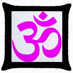 Hindu Om Symbol (magenta) Throw Pillow Case (black)