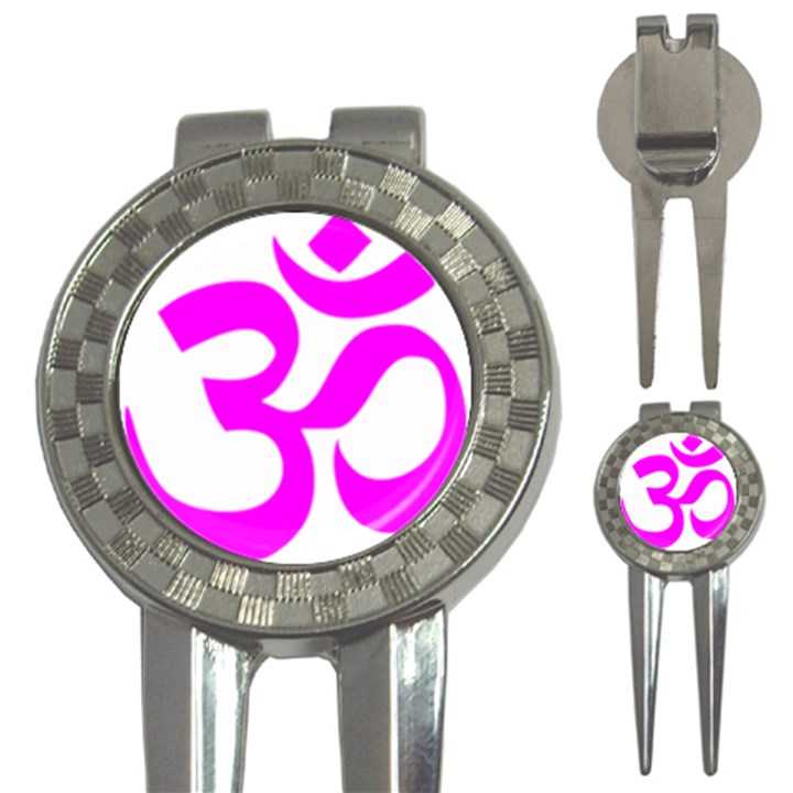 Hindu Om Symbol (Magenta) 3-in-1 Golf Divots