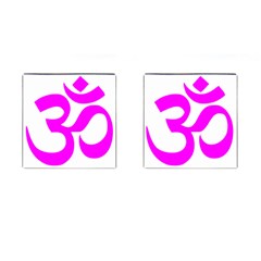 Hindu Om Symbol (magenta) Cufflinks (square) by abbeyz71
