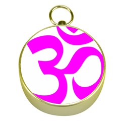 Hindu Om Symbol (magenta) Gold Compasses