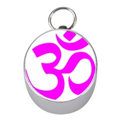 Hindu Om Symbol (magenta) Mini Silver Compasses