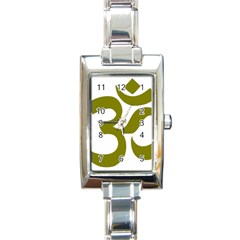 Hindi Om Symbol (olive) Rectangle Italian Charm Watch