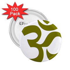Hindi Om Symbol (olive) 2 25  Buttons (100 Pack) 