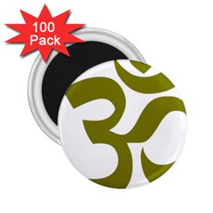 Hindi Om Symbol (olive) 2 25  Magnets (100 Pack) 