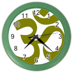 Hindi Om Symbol (olive) Color Wall Clocks