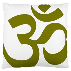 Hindi Om Symbol (olive) Large Cushion Case (two Sides)