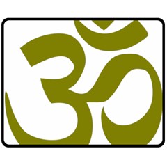 Hindi Om Symbol (olive) Double Sided Fleece Blanket (medium)  by abbeyz71