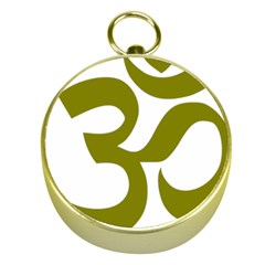 Hindi Om Symbol (olive) Gold Compasses