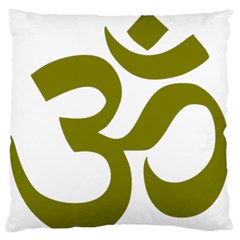 Hindi Om Symbol (olive) Large Flano Cushion Case (two Sides)