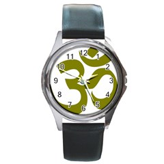 Hindu Om Symbol (olive) Round Metal Watch