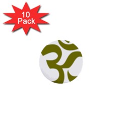 Hindu Om Symbol (olive) 1  Mini Buttons (10 Pack) 