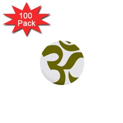 Hindu Om Symbol (olive) 1  Mini Buttons (100 Pack) 