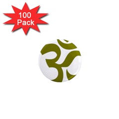 Hindu Om Symbol (olive) 1  Mini Magnets (100 Pack) 