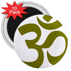 Hindu Om Symbol (olive) 3  Magnets (10 Pack) 