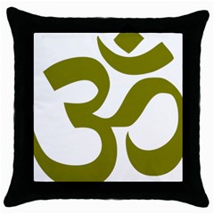 Hindu Om Symbol (olive) Throw Pillow Case (black)