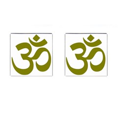 Hindu Om Symbol (olive) Cufflinks (square)