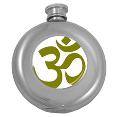 Hindu Om Symbol (olive) Round Hip Flask (5 Oz)