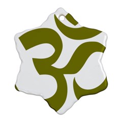 Hindu Om Symbol (olive) Snowflake Ornament (two Sides)