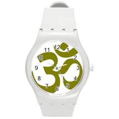 Hindu Om Symbol (olive) Round Plastic Sport Watch (m)