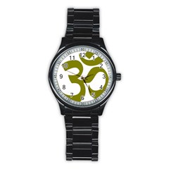Hindu Om Symbol (olive) Stainless Steel Round Watch