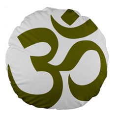 Hindu Om Symbol (olive) Large 18  Premium Flano Round Cushions