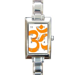 Hindu Om Symbol (orange) Rectangle Italian Charm Watch