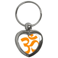 Hindu Om Symbol (orange) Key Chains (heart) 