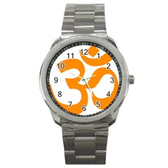 Hindu Om Symbol (orange) Sport Metal Watch