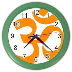 Hindu Om Symbol (orange) Color Wall Clocks