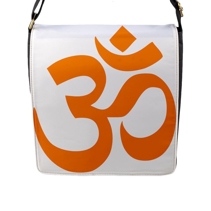 Hindu Om Symbol (Orange) Flap Messenger Bag (L) 