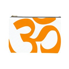 Hindu Om Symbol (orange) Cosmetic Bag (large)  by abbeyz71