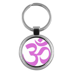 Hindu Om Symbol (bright Purple) Key Chains (round)  by abbeyz71