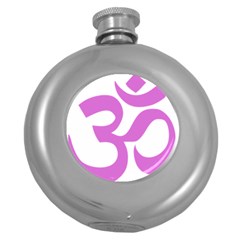 Hindu Om Symbol (bright Purple) Round Hip Flask (5 Oz) by abbeyz71