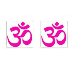 Hindu Om Symbol (pink) Cufflinks (square) by abbeyz71