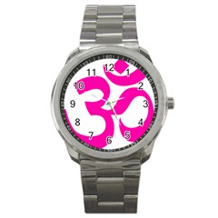 Hindu Om Symbol (pink) Sport Metal Watch by abbeyz71