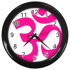 Hindu Om Symbol (deep Pink) Wall Clocks (black) by abbeyz71